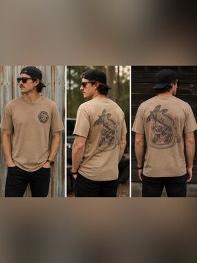 Grunt Style Men’s XL Tan Graphic T-Shirt | Skull Snake Military Tee